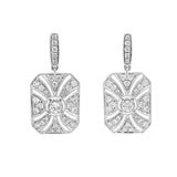 Classic & Contemporary 18K White Gold Vintage Inspired  0.80 Carats Diamond Dangle Earrings
