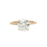 14K Yellow Gold 2.50 Carats Round Lab Grown Diamond Solitaire & Hidden Halo Ring
