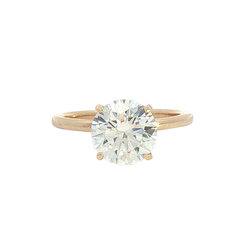 14K Yellow Gold 2.50 Carats Round Lab Grown Diamond Solitaire & Hidden Halo Ring