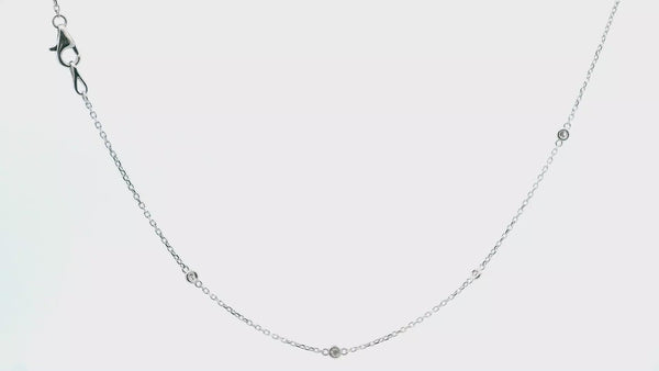 Elegant Diamond Necklaces 14K Gold White 0.29 Carats Diamond Station Necklace - 18 Inch