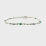 Elegant & Eye Catching 18K Gold White 0.60 Carats Emerald & 1.64 Carats Diamond Tennis Bracelet, Length 7 Inch