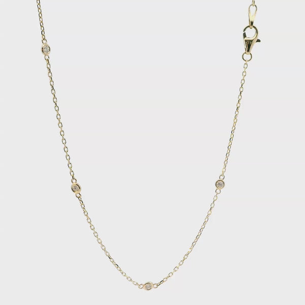 Elegant Diamond Necklaces 14K Gold Yellow 0.29 Carats Diamond Station Necklace - 18 Inch